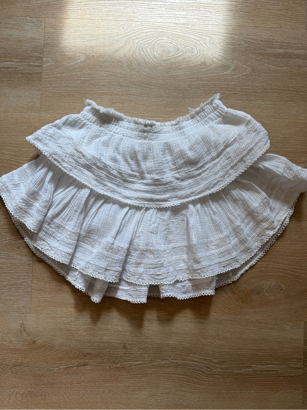 LoveShackFancy White Cotton Frilly Skirt Size Medium *has flaws